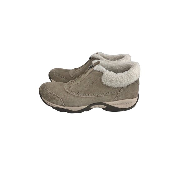 Easy Spirit Exclaim Booties 8.5 Narrow Light Taupe Color Suede w Faux Fur Lining - Picture 3 of 10